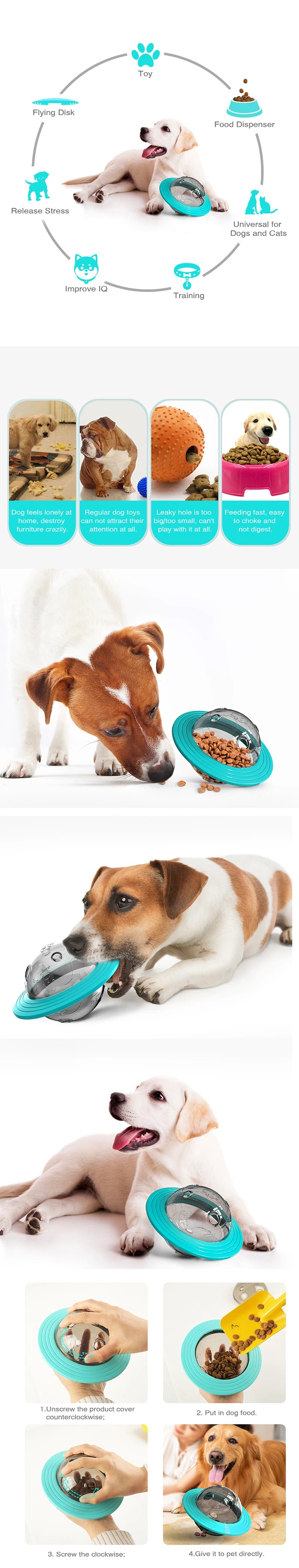 Interactive Dog Flying Disc & Slow Feeder Toy