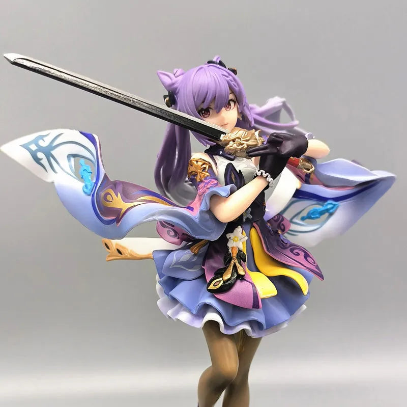 25CM Anime Figure Genshin Impact Keqing Swing A Sword