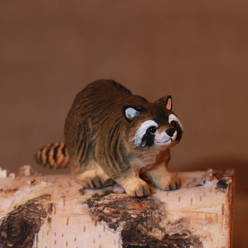 Wood Carving Raccoon Handicrafts