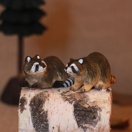 Wood Carving Raccoon Handicrafts