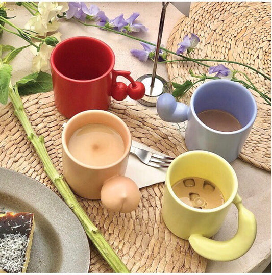 Nordic Style Fruit Handle Coffee Mugs