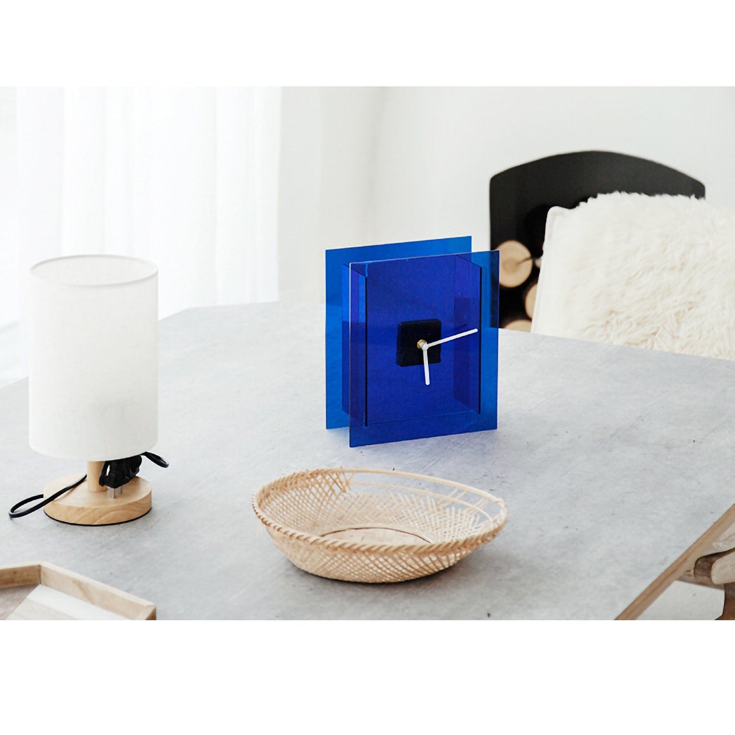 Nordic Artistic Klein Blue Acrylic Clock Vase
