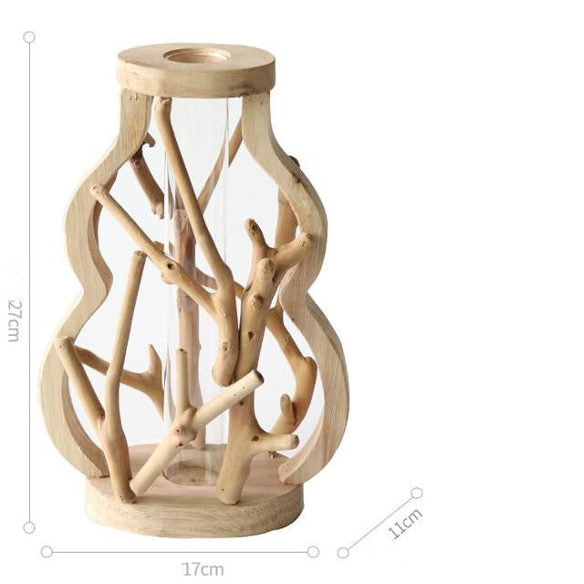 Home minimalist Decoration Wooden Hollowed-out Vase