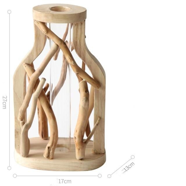 Home minimalist Decoration Wooden Hollowed-out Vase