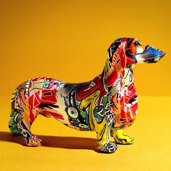 Graffiti-style Dachshund Home Art Decor Figurine