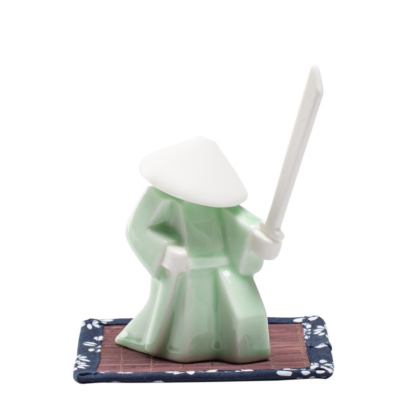 Oriental Swordsman Porcelain Figurine stand