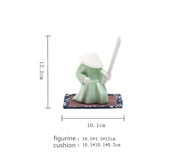 Oriental Swordsman Porcelain Figurine stand