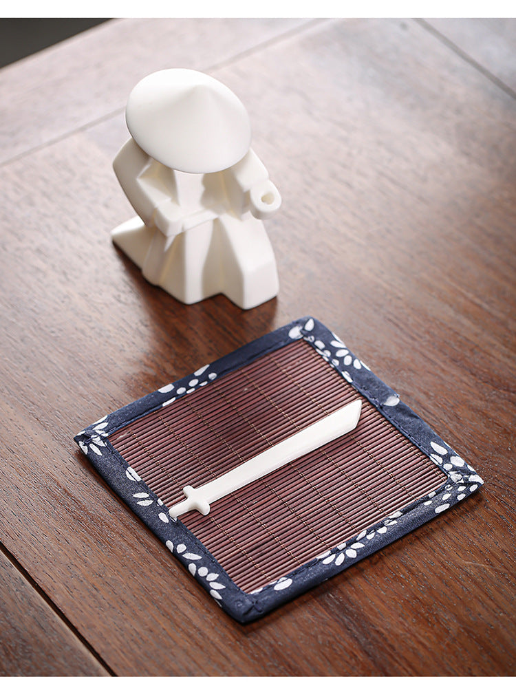 Oriental Swordsman Porcelain Figurine stand