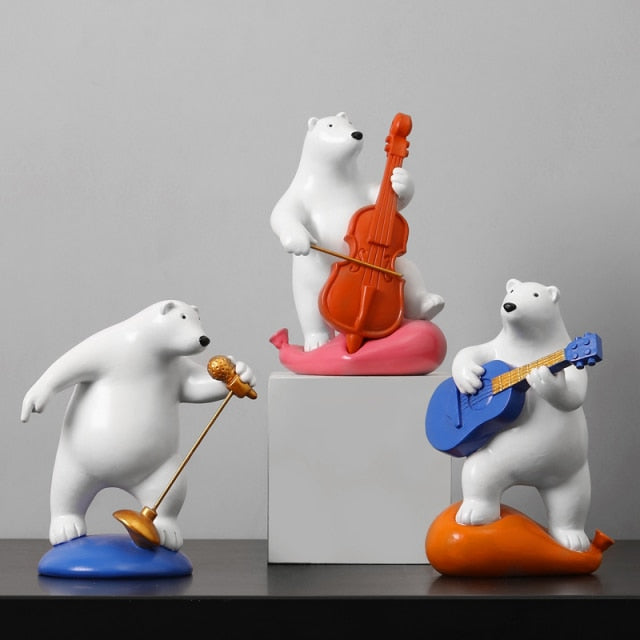 Polar Bear Band Resin Nordic Figurines