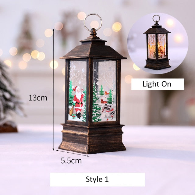 Santa Claus Snowman Lantern Light and Christmas Tree Ornament