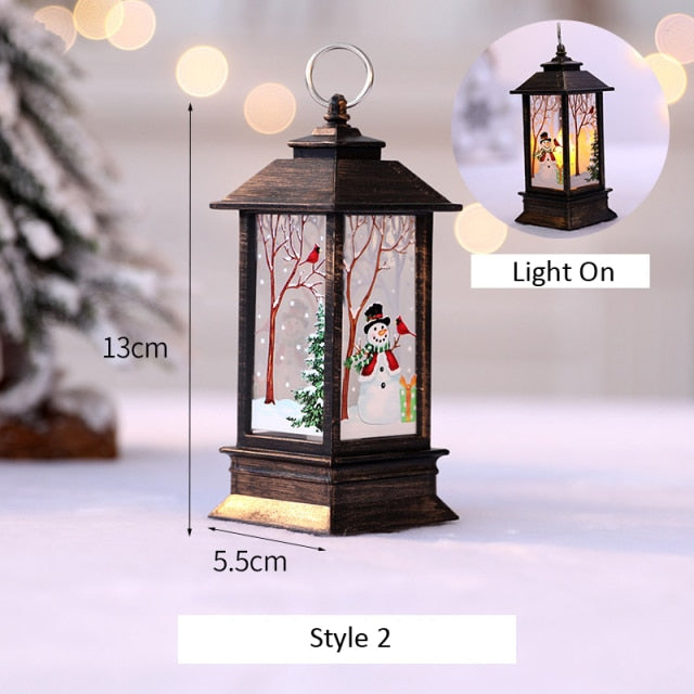 Santa Claus Snowman Lantern Light and Christmas Tree Ornament