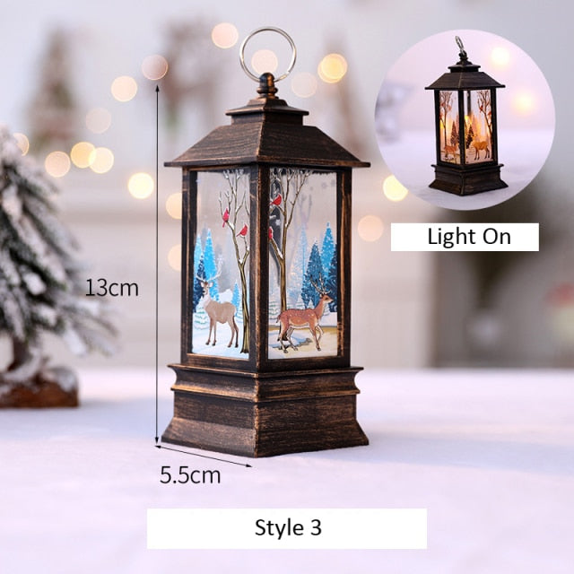 Santa Claus Snowman Lantern Light and Christmas Tree Ornament