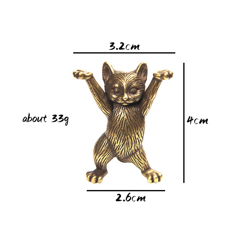 Vintage Brass Cat Lifts Fish Bone Statues