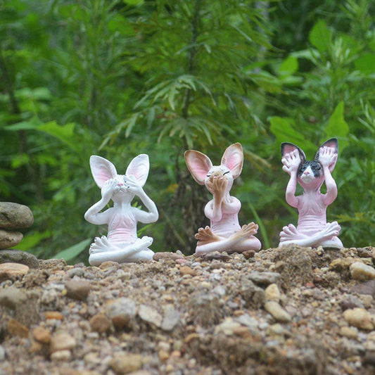 Three Wise Sphynx Cats Figurines