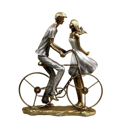 Romantic Campus bicycle couples Bronze Figurine