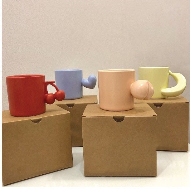Nordic Style Fruit Handle Coffee Mugs