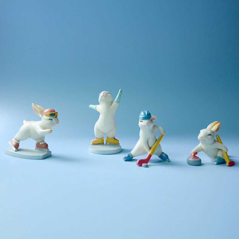 Winter Sports Cartoon Bunny Figurine collection