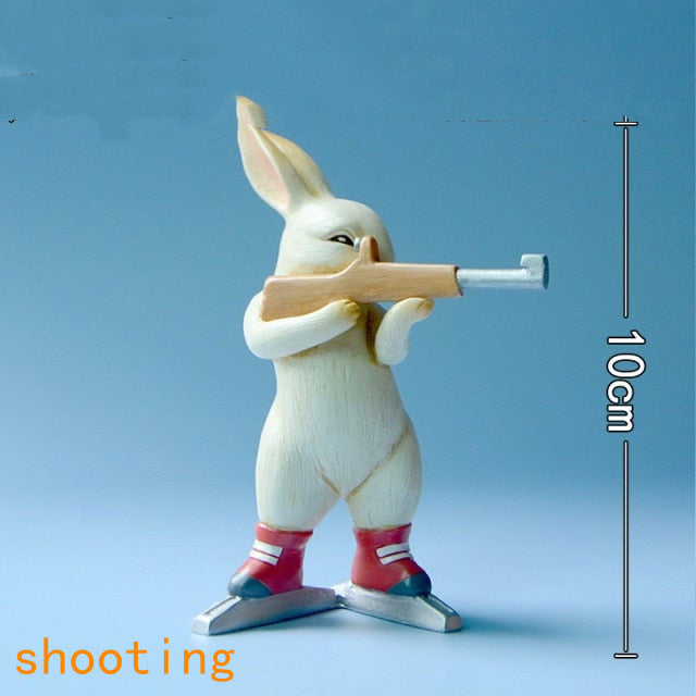 Winter Sports Cartoon Bunny Figurine collection