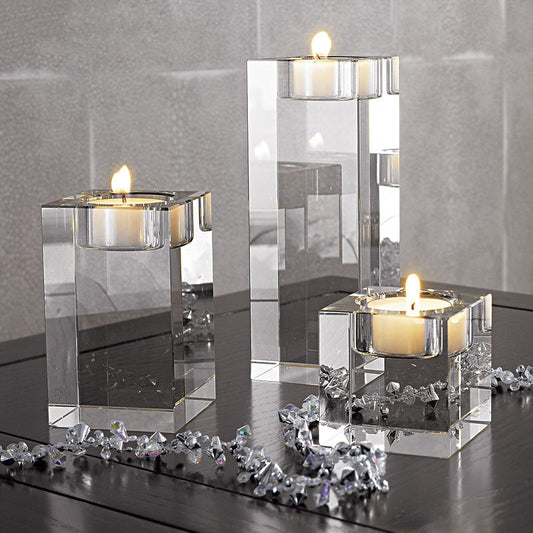 Nordic Pure Square Solid Crystal Candle Holder