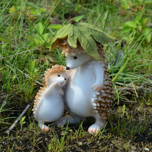 Everyday Collection Animal Figurine: Hedgehogs in Fairy Garden