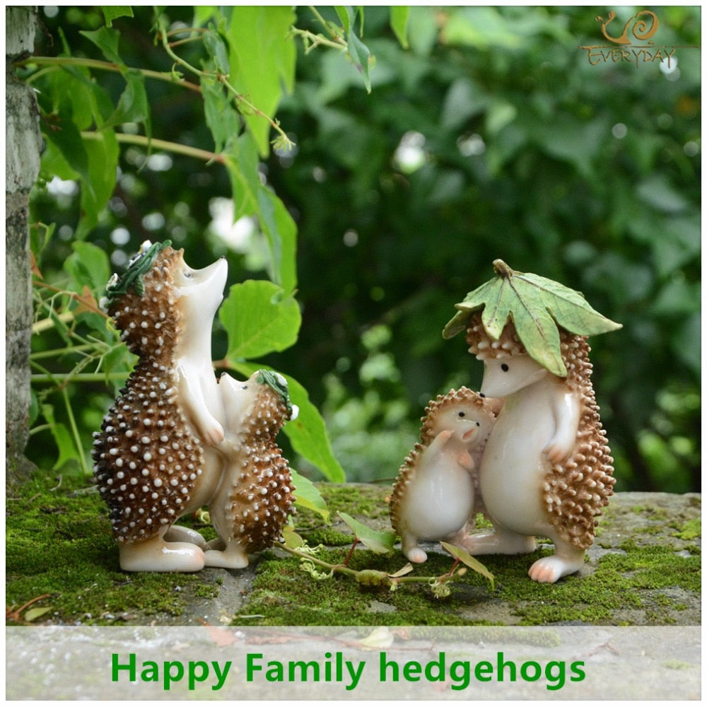 Everyday Collection Animal Figurine: Hedgehogs in Fairy Garden