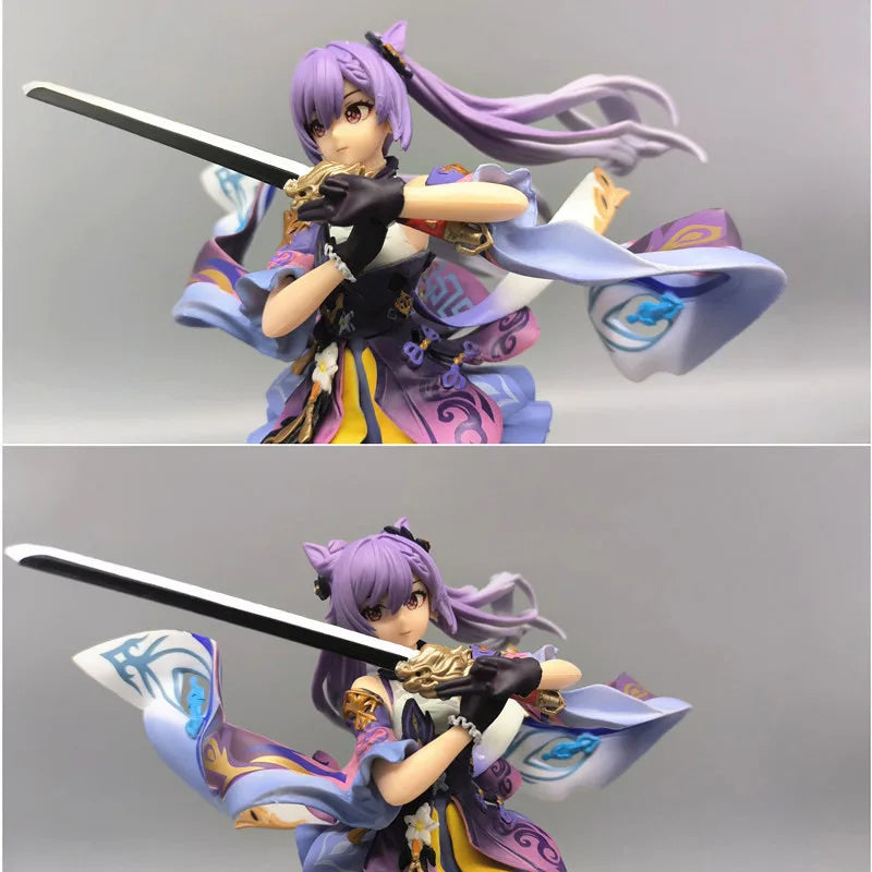 25CM Anime Figure Genshin Impact Keqing Swing A Sword