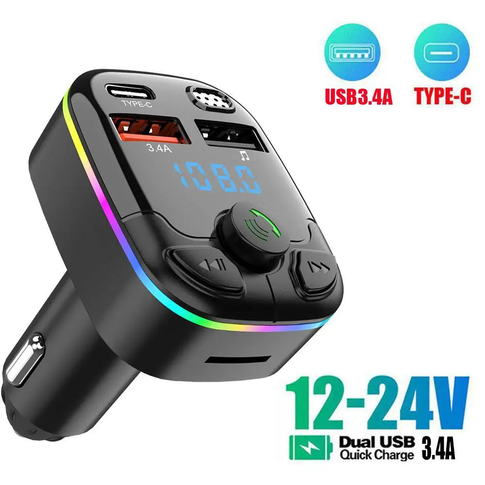 Bluetooth 5.0 Car FM Transmitter PD Player