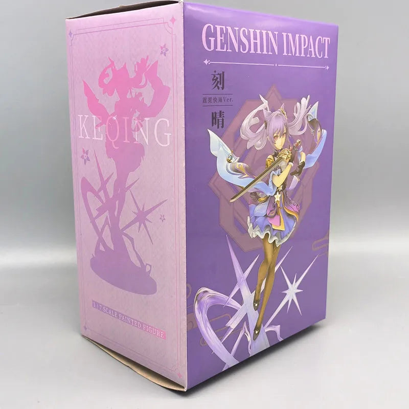 25CM Anime Figure Genshin Impact Keqing Swing A Sword