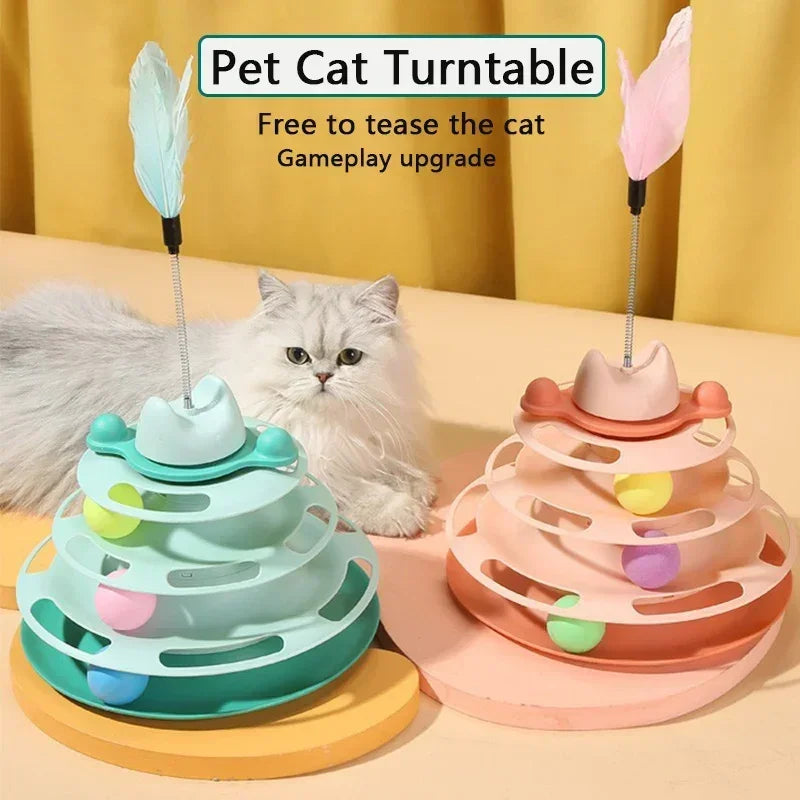 Cat Toy Tower with Tracks and Feather Teaser