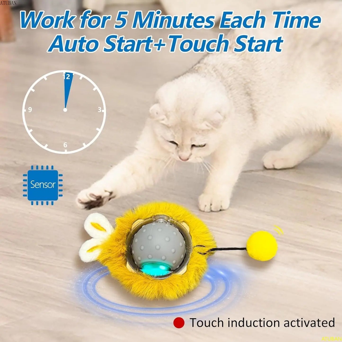 Motion Interactive Cat Toys - Automatic Moving Ball with Lights