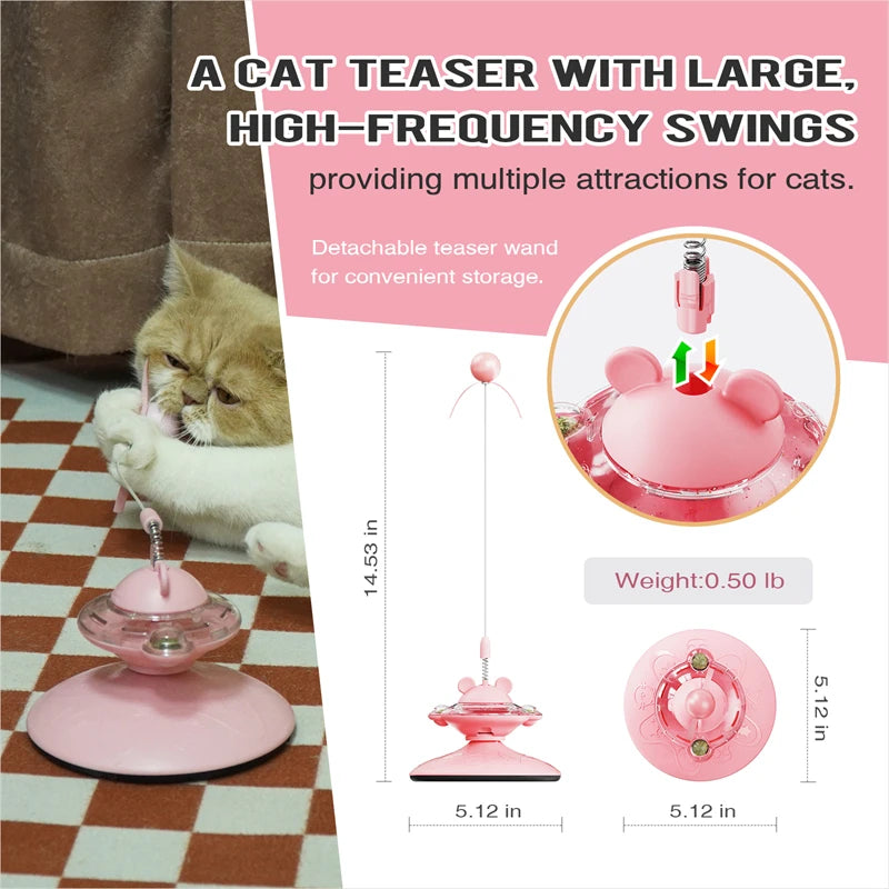 Interactive Cat Teaser Wand with Suction Cup