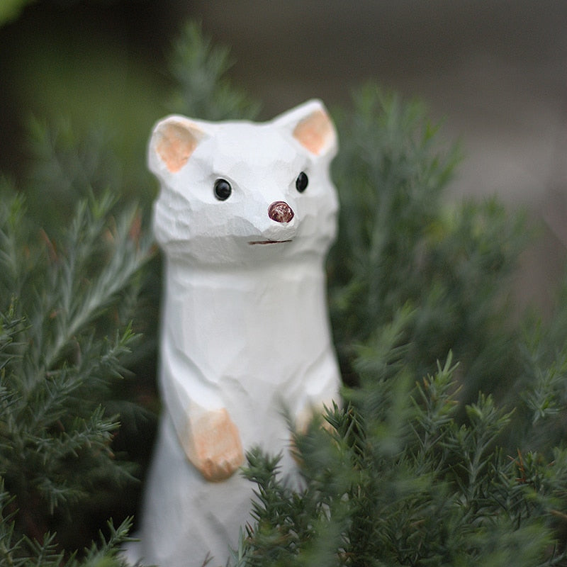 Handmade Wood Carving Ferret Ornament