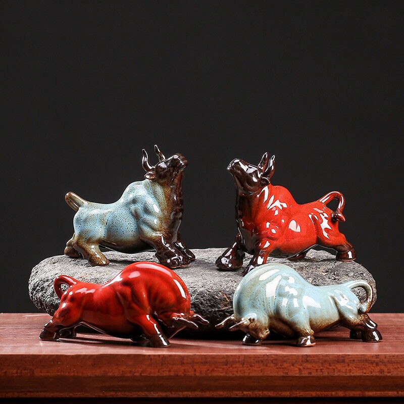 Creative Porcelain Ceramic Bull Feng Shui Ornament