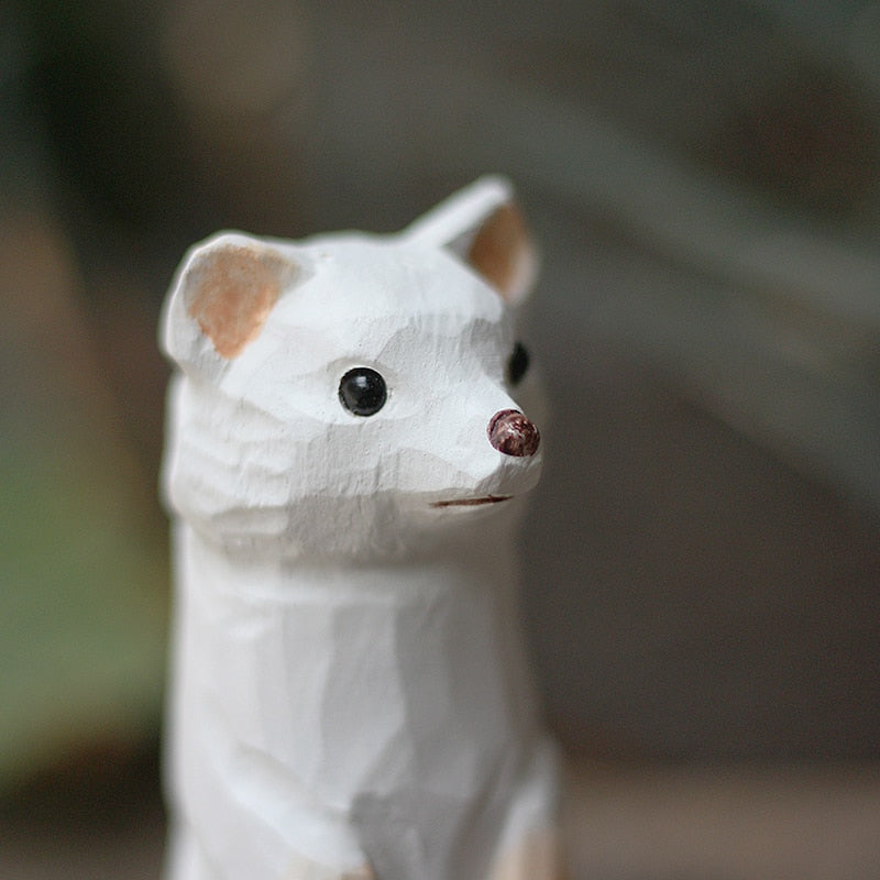 Handmade Wood Carving Ferret Ornament