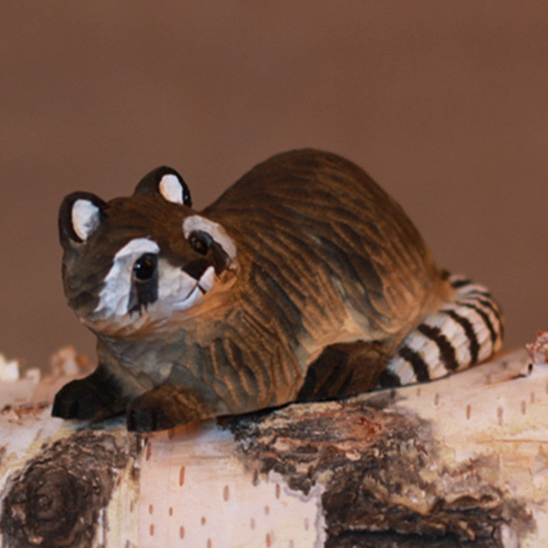 Wood Carving Raccoon Handicrafts