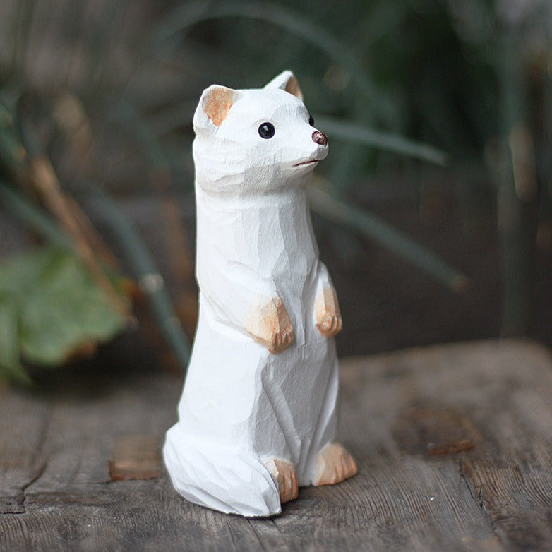 Handmade Wood Carving Ferret Ornament