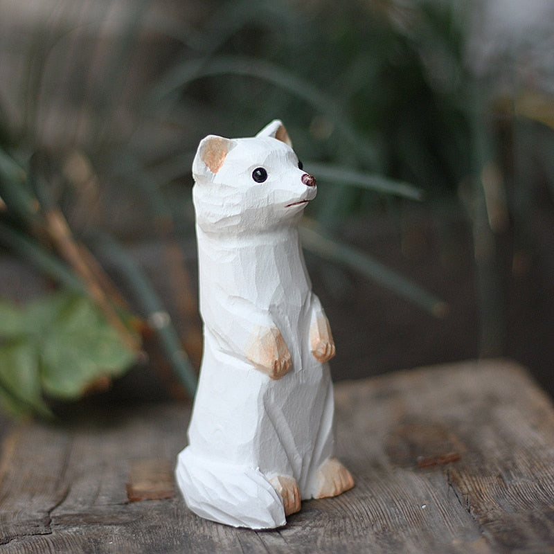 Handmade Wood Carving Ferret Ornament