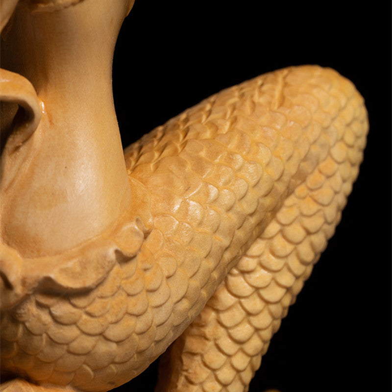 Hand Carved Wood Mermaid Sculpture