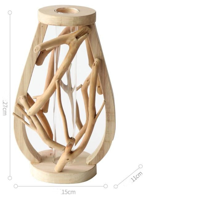 Home minimalist Decoration Wooden Hollowed-out Vase