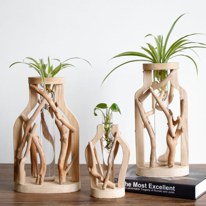 Home minimalist Decoration Wooden Hollowed-out Vase