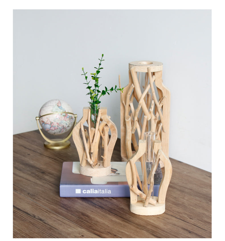 Home minimalist Decoration Wooden Hollowed-out Vase