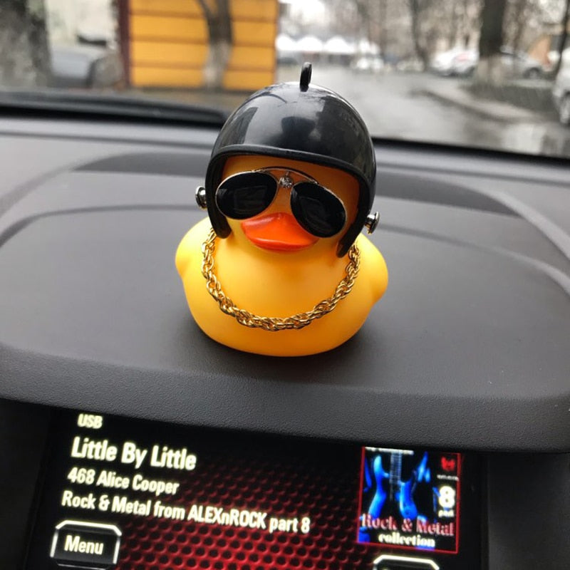 Rapper Duck With Helmet And Chain Car Ornament