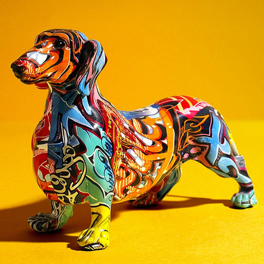 Graffiti-style Dachshund Home Art Decor Figurine