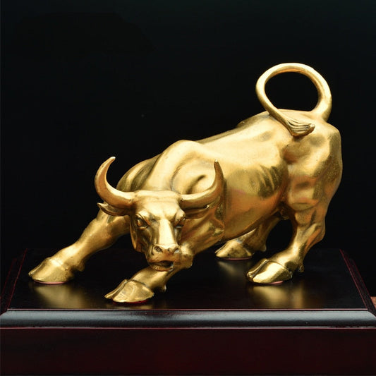 Majestic Fortune bull brass statue