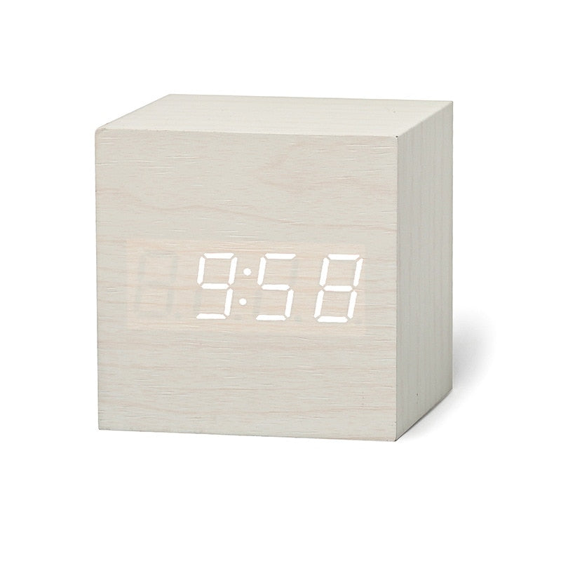 Square Digital Wooden LED Alarm Clock