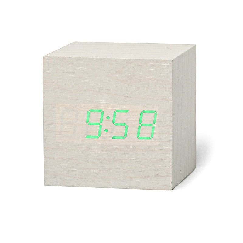 Square Digital Wooden LED Alarm Clock