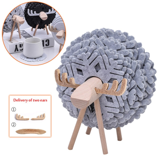 Nordic Art Sheep Shape Anti Slip Cup Coasters