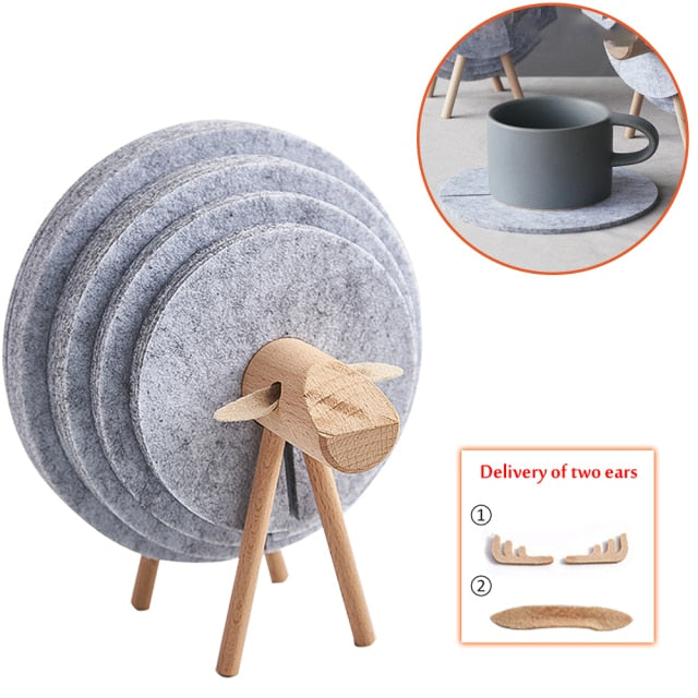 Nordic Art Sheep Shape Anti Slip Cup Coasters