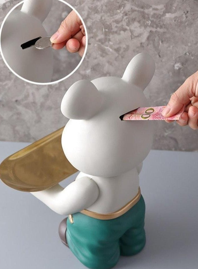 Multifunction Desktop Storage Bear Sculpture Piggy Bank