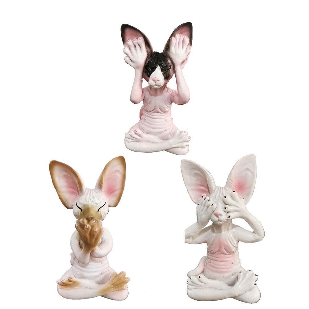 Three Wise Sphynx Cats Figurines